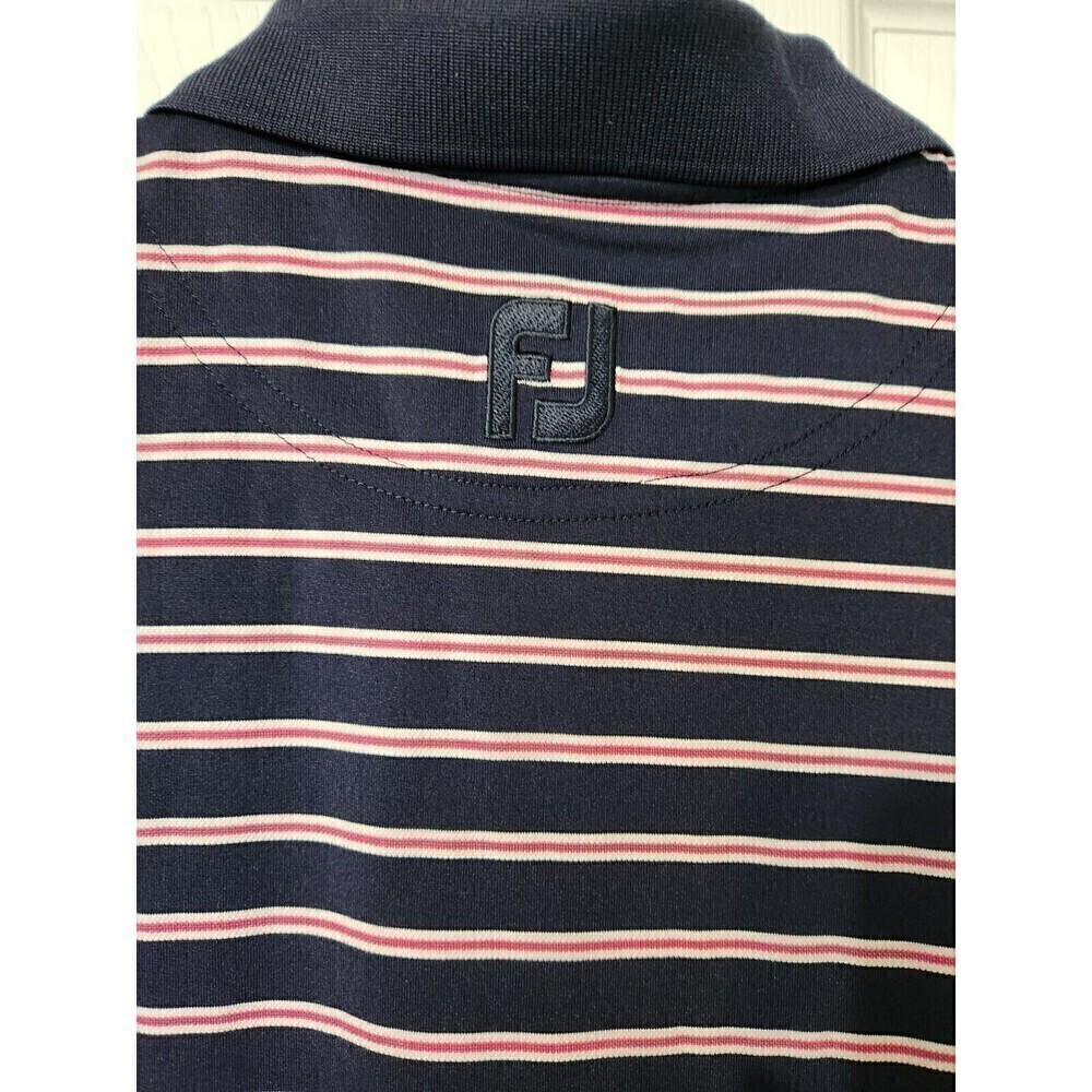 Footjoy Stretch Lisle Pinstripe Men Sz L Navy w pink/white Stripe EUC - Picture 5 of 5